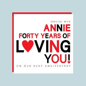 Carte personnalisée rubis/40e anniversaire de mariage, mari, femme