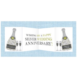 Biglietto personalizzato per il 25° anniversario di matrimonio con fisarmonica in argento, sorella, fratello, zia, mamma e papà, amici