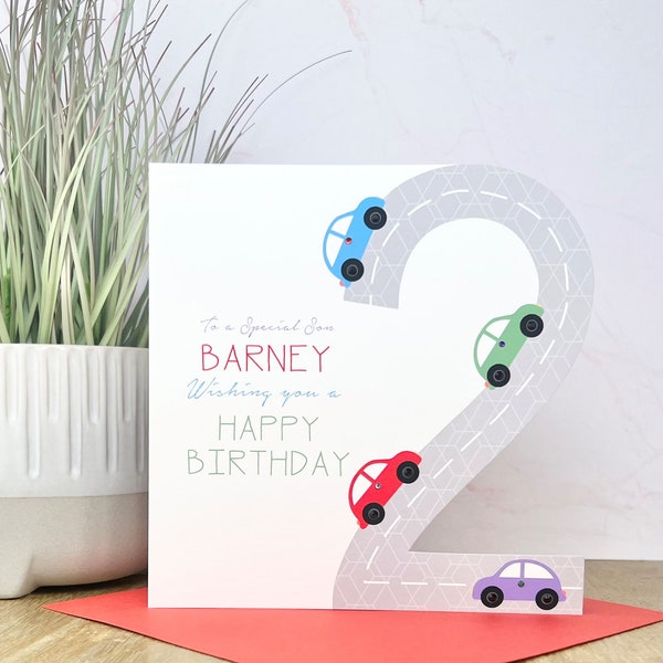 Personalised Handmade Car Birthday Card 1st,2nd,3rd,4th,5th, Son, Grandson, Nephew