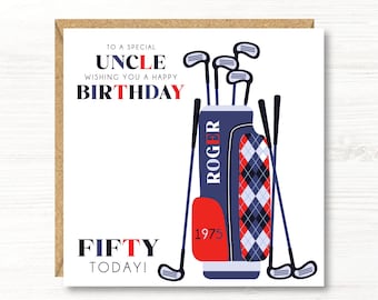 Personalised Golf Birthday Card, 18th, 21st, 30th, 40th, 50th, 60th, 70th, 80th, Gift for Son, Dad, Uncle, Nephew, Friend, Grandson, Brother
