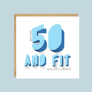 Tarjeta de cumpleaños personalizada para hombre número 50, hijo, nieto, sobrino, hermano, amigo, padrino, esposo, novio