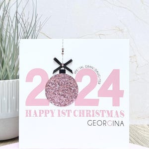 1ère carte de Noël personnalisée faite main pour bébé fille, cadeau pour fille, petite-fille, nièce, filleule, soeur, arrière-petite-fille