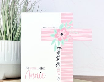 Personalised Handmade Girl Christening/Baptism/First Holy Communion Card