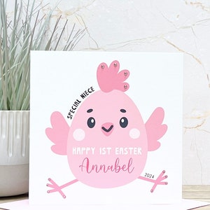 Cartão de Páscoa personalizado feito à mão para meninas/primeiro cartão de Páscoa Filha, sobrinha, neta, irmã, sobrinha-neta, afilhada