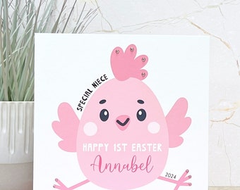 Personalised Handmade Girl Easter Card/First 1st Easter Card Daughter, Niece, Granddaughter, Sister, Great Niece, Goddaughter