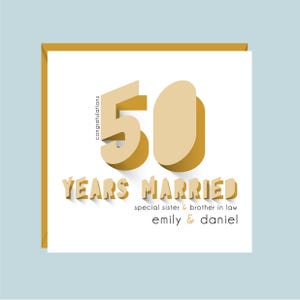 Tarjeta personalizada de aniversario de bodas de oro/50.° aniversario, regalo para hija, sobrina, hermana, amigos, hermano, sobrino, hijo, tía, tío
