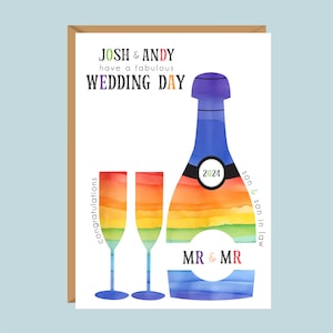 Biglietto di nozze LGBT personalizzato grande formato A5, matrimonio gay, Mr & Mr, coppia gay, matrimonio gay, regalo per figlio, nipote, pronipote, figlioccio, amici