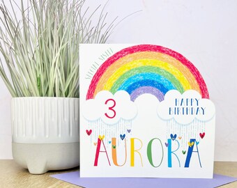 Artery8 Grußkarte 'Carefree Kite Rainbow Landscape' – 17,5 X 12,5 Cm, Blanko Innen, Mit Umschlag, Für Kindergeburtstage