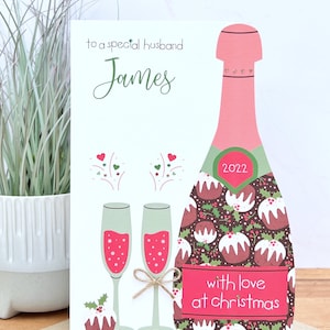 Grande biglietto di Natale fatto a mano personalizzato A5, marito, moglie, fidanzato, fidanzata