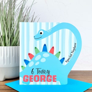 Cartão de aniversário personalizado feito à mão para meninos, dinossauro, 1º, 2º, 3º, 4º, 5º, 6º, 7º, 8º, 9º, 10º, irmão, sobrinho, filho