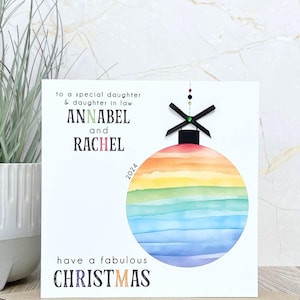 Carte de Noël LGBT faite main personnalisée, couple gay, lesbienne, gay, cadeau pour fille, nièce, petite-fille, amis, fils, petit-fils, soeur