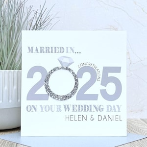 Carte de mariage, faite main et personnalisée, félicitations, cadeau, souvenir, bague de fiançailles