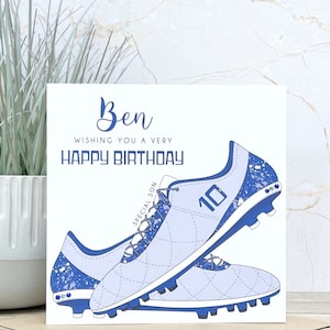 Cartão de aniversário de futebol feito à mão personalizado, 7º, 8º, 9º, 10º, 11º, 12º, 13º, 14º, 15º, 16º, filho, sobrinho, primo, amigo, irmão