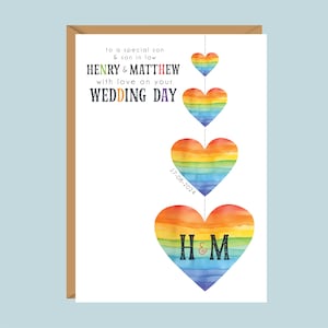 Grande carte de mariage LGBT personnalisée A5, mariage gay, M. & M, couple gay, mariage gay, cadeau pour fils, neveu, petit-fils, filleul, amis