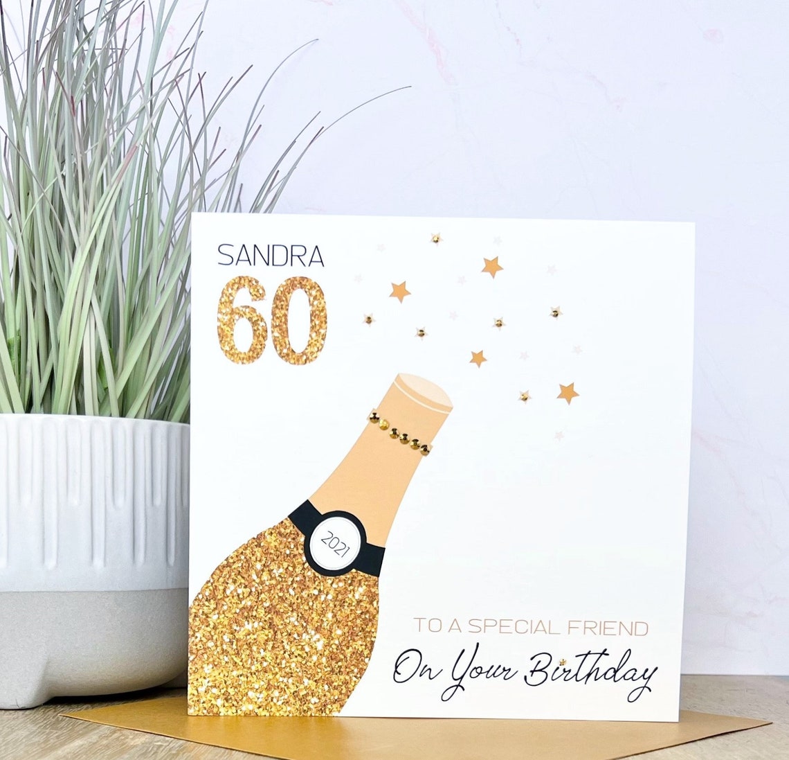 Personalised Handmade Birthday Card, 40th, 50th, 60th, 70th, Mum Sister Friend E