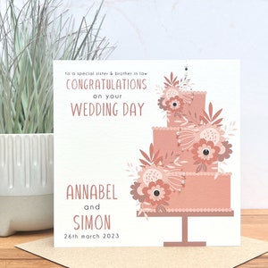 Tarjeta de día de boda hecha a mano personalizada, hermana, hermano, amigos, sobrina, sobrino, tía, hija, hijo, nieta, nieto