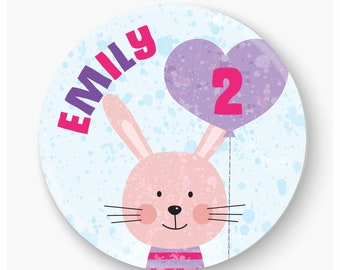 Personalised Rabbit Birthday Badge, 1st, 2nd, 3rd, 4th, 5th, 6th, 7th, 8th, 9th