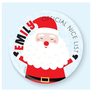 Distintivo personalizzato della lista dei buoni di Babbo Natale, distintivo ufficiale della lista dei buoni, riempitivo per calze, riempitivo per scatole della vigilia di Natale