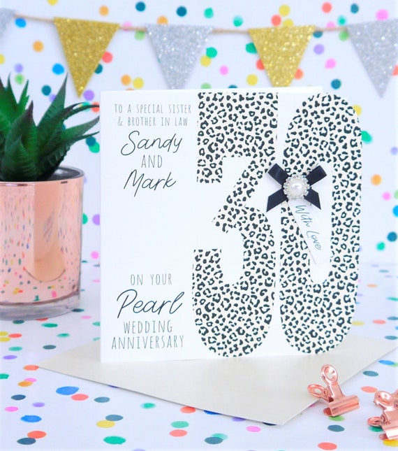 Personalised Handmade Pearl 30th Wedding Anniversary Card Etsy