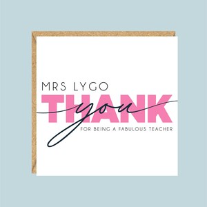 Personalised Thank You Teacher Card