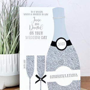GRANDE A5 Parabéns feito à mão personalizado no cartão do dia do seu casamento, filho, filha, irmã, irmão, amigos, neta, neto