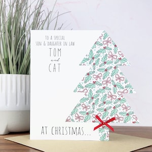 Carte de Noël personnalisée faite à la main, maman et papa grands-parents amis fille fils