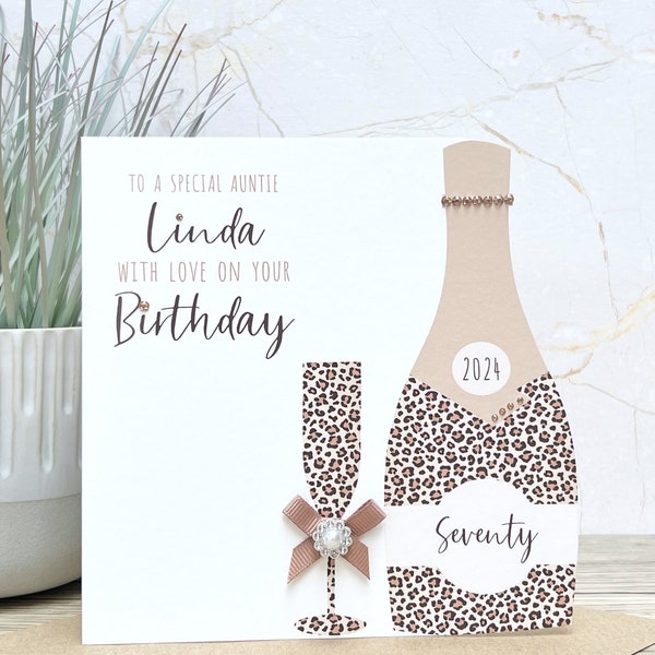 Tarjeta de cumpleaños personalizada hecha a mano 40, 50, 60, 70, hermana, amiga, hija, mamá, tía, prima