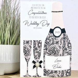 Tarjeta de felicitación personalizada hecha a mano tamaño A5 para el día de tu boda, para hijo, hija, hermana, hermano, amigos, nieto, nieta