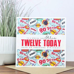 Cartão de aniversário personalizado feito à mão para meninos 4º, 5º, 6º, 7º,8º,9º,10º, 11º, 12º, irmão, sobrinho, filho