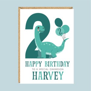 Grande cartão de aniversário de dinossauro personalizado A5, 1º, 2º, 3º, 4º, 5º, 6º, 7º, 8º, filho, neto, sobrinho, irmão, amigo, afilhado