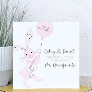 Hermosa tarjeta personalizada hecha a mano para nuevos abuelos, nieta