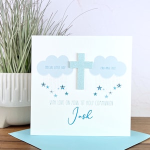 Baptême de garçon personnalisé fait à la main / Baptême / Carte de première communion