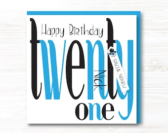 Personalised Handmade Male 21st Birthday Card Son, Brother, Cousin, Uncle, Friend, Nephew
