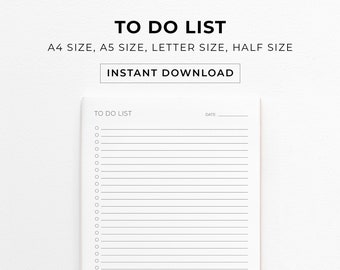 To Do List, Printable To Do Planner Template, Task List Template, Productivity Planner, Family Planner, A4 A5 Instant Download Digital PDF