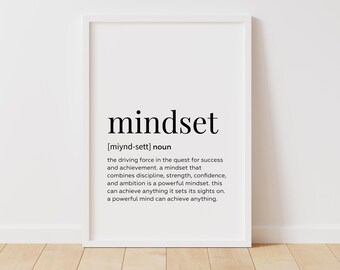 Definiton Mindset Print Printable Yoga Wall Art Poster Yoga Wall Decor Gift For Yoga Teacher Quotes Wall Art Gift For Yogi Digital Download
