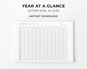 Jahresplaner Jahr auf einen Blick Kalender Horizontaler Kalender Jahresplaner fügt Jahreskalender ein Druckbare Minimalistische Jahresübersicht