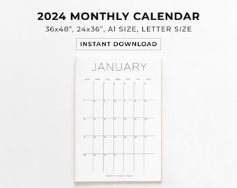 2024 Calendar 2024 Planner Printable Monthly Calendar 2023 Big Wall Calendar For Family Household Planner Large Wall Calendar Moms Planner