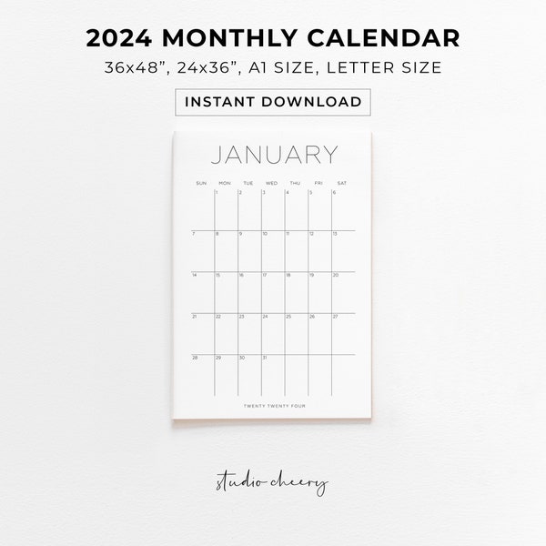 2024 Calendar 2024 Planner Printable Monthly Calendar 2024 Big Wall Calendar For Family Household Planner Large Wall Calendar Moms Planner