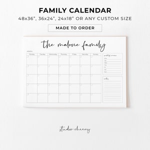 Gepersonaliseerde wandkalender, gepersonaliseerde familiekalender, grote wandkalender, grote wandkalender, afdrukbare kalender, enorme wandkalender