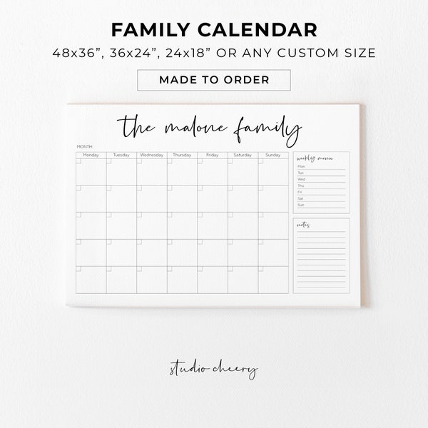 Personalized Dry Erase Wall Calendar For Family Planner Custom Calendar Wall Calendar Personalized Household Planner Moms Planner Printable