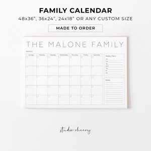 Family Calendar, Dry Erase Calendar, Personalized Family Wall Calendar, Family Planner, Big Wall Calendar, Large Wall Calendar, Customized