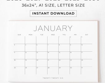 2026 Calendar, 2027 Calendar, Calendar Bundle, Big Wall Calendar, Large Wall Calendar, Digital Download, instant download (Printable PDF)