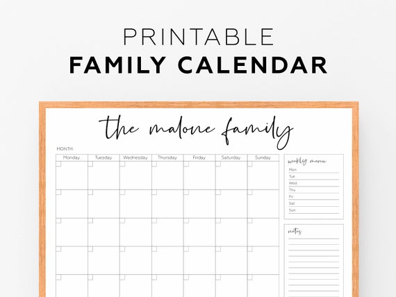 Custom Calendar for Family Planner Custom Prints Wall Calendar Personalized  Household Planner Dry Erase Planner Moms Planner Print at Home - Etsy