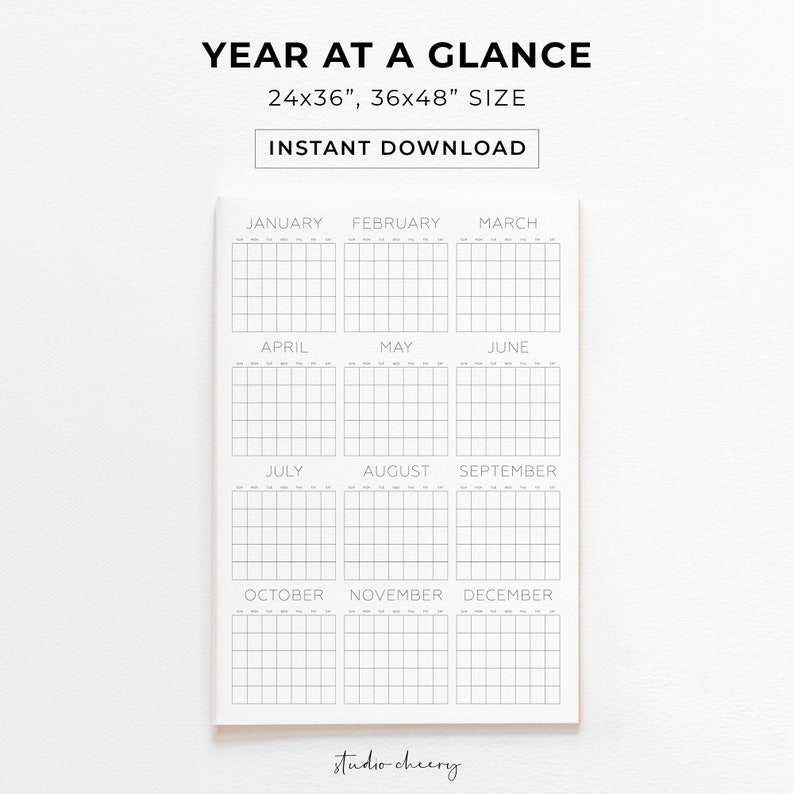 Year at a Glance Yearly Big Wall Calendar Planner Annual Planner ...