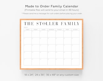Printable Family Calendar Dry Erase Family Planner Monthly Wall Calendar Personalized Household Planner Dry Erase Planner Moms Planner