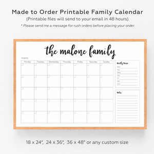 Dry Erase Family Calendar Personalized Custom Prints Wall Calendar Personalized Household Planner Dry Erase Planner Moms Planner