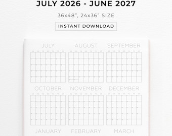 2027 Calendar, Big Wall Calendar, Year At Glance Calendar, Academic Calendar, Large Wall Calendar, Printable Calendar, instant download PDF