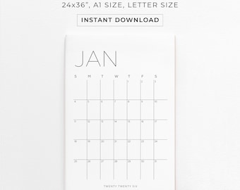 2026 Calendar, Printable Calendar, 2026 Big Wall Calendar, 2026 Printable Calendar Template, Family Calendar, Planner inserts, Digital PDF