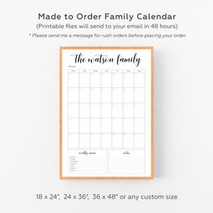 Customized Calendar For Family Planner Custom Prints Wall Calendar Personalized Household Planner Dry Erase Planner Moms Planner
