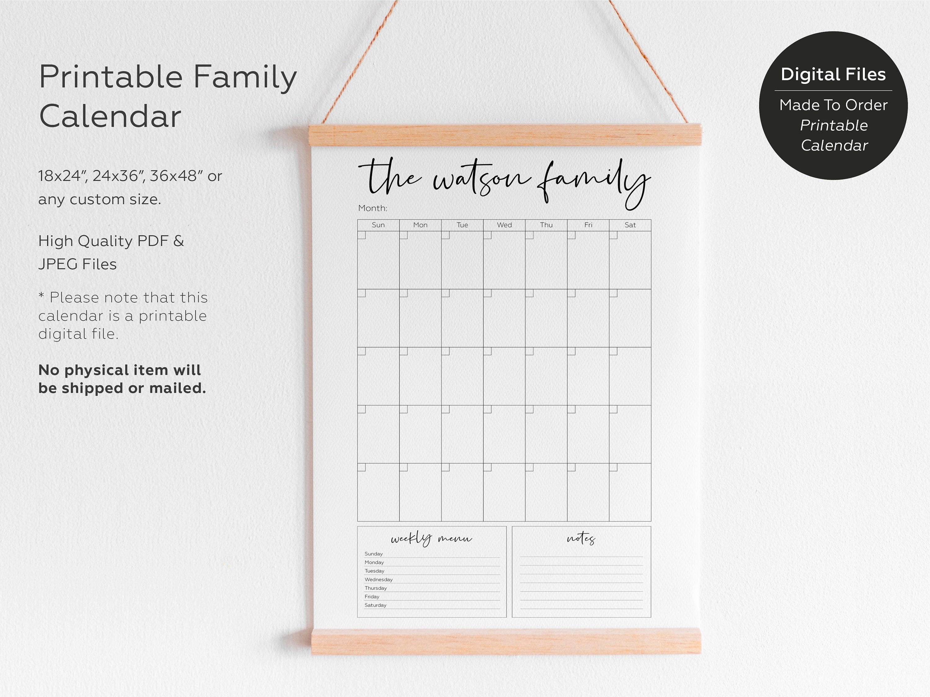 2023 Calendar Printable Big Wall Calendar Family Calendar Etsy